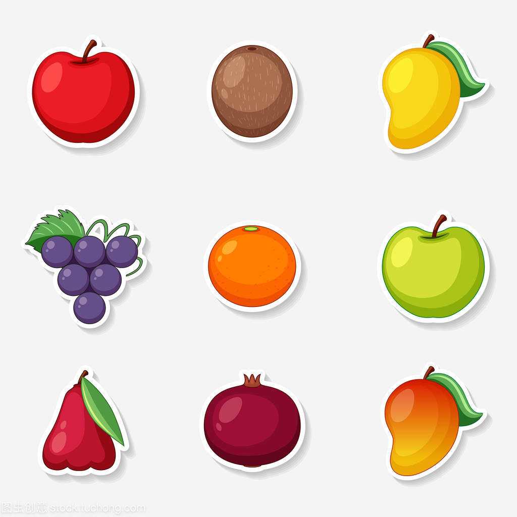 缤纷果趣 不同种类水果贴纸设计的创意世界